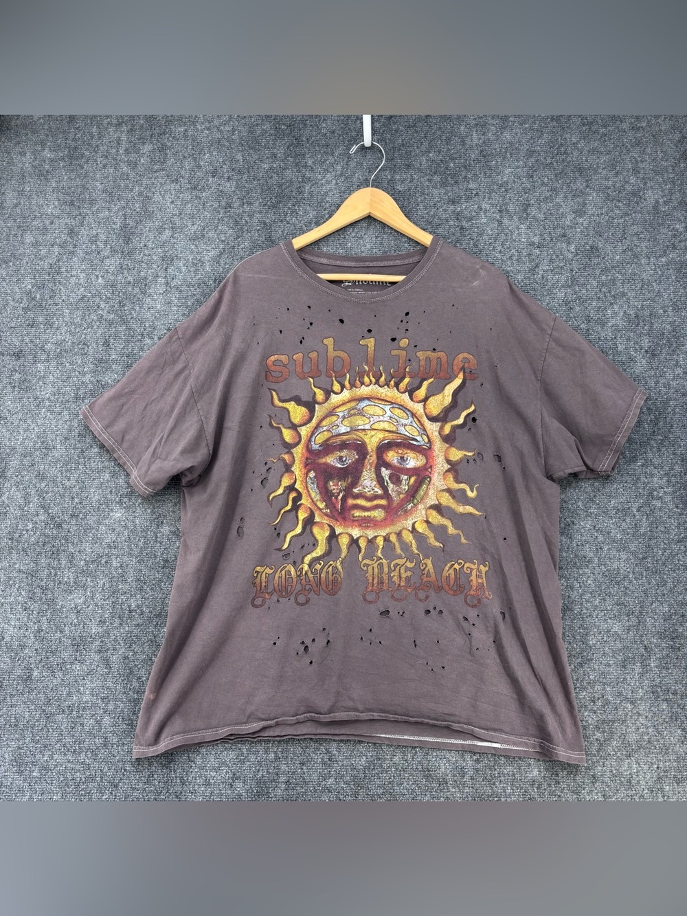 Sublime Long Beach Brown Distressed Sun T Shirt Women’s S/M Grunge Band Logo
